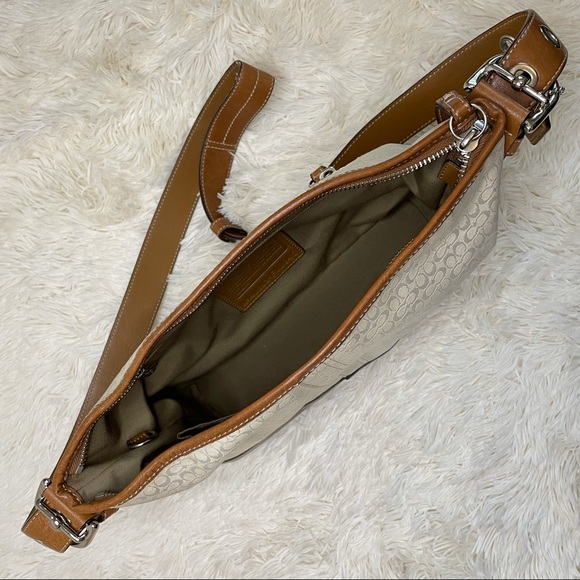 Coach Handbag Shoulder Signature Mini Duffle Ivory leather Brown purse. - Picture 7 of 17